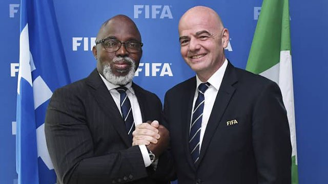 Former NFF President, Amaju Pinnick and FIFA President, Gianni Infantino