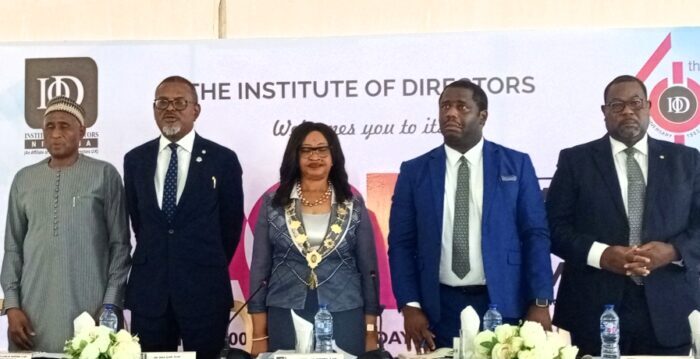 L-R: Alhaji Tijjani Borodo, newly elected IoD president, Mr Dele Alimi; DG, IoD, Dr Ije Jidenma; outgoing President, IoD, Mr Kene Nwanegbo; Secretary to Council, IoD, and Mr Tunji Oyebanji, First Vice President, IoD