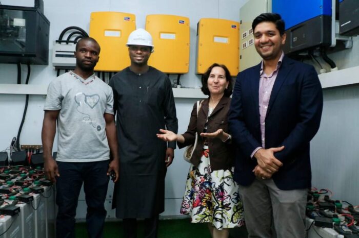 From L - R Engr Ifeanyi of Nayo Tropical Technologies Ltd, Engr Ahmad Salihijo Ahmed - MD/CEO REA Elizabeth Huybens - World Bank Director of Strategy and Operations for the Western and Central African Region, Arsh Sharma - Task Team Lead, World Bank for the Nigeria Electrification Project (NEP)