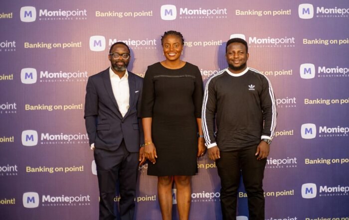 L-R: Acting Managing Director, Moniepoint Microfinance Bank, Babatunde Olofin; Head, Compliance and Risk, Ladidi Agidani; and Senior Vice President, Channels and Sales Tools, Ope Adeyemi, during Moniepoint MFB’s Financial Inclusion Media Conversation in Lagos
