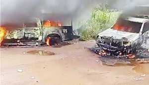 Scene of the attack on security personnel by unknown gunmen in Ehime Mbano in Imo
