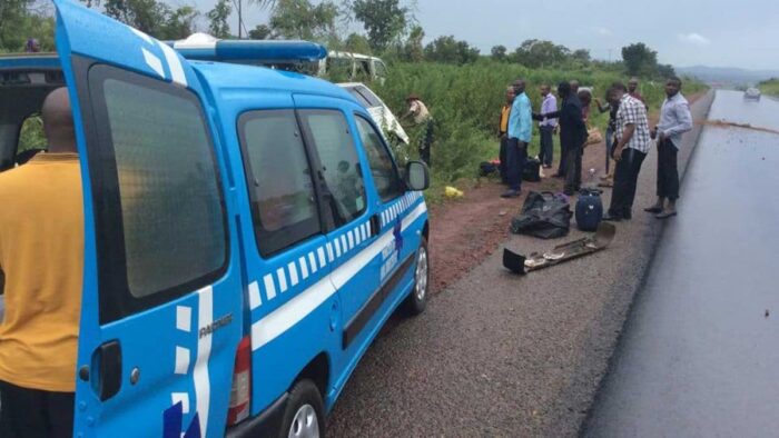 Personnel of the FRSC on a rescue operation at an accident scene