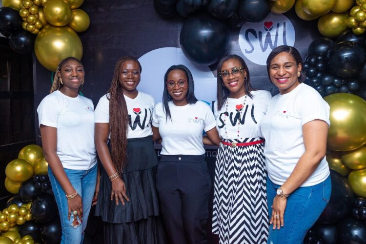 L-R: Tolulope Alabi Executive Council Member, SWL; Molade Adeniyi, Chairman of the Executive Council SWL; Tomi Otudeko, Founder/Trustee of SWL & Head Corporate Services at Honeywell Group; Foluso Gbadamosi, SWL Founder/Trustee & Executive Director, Junior Achievement and Ikpongke Sotiloye, member SWL at the opening of Serving With Love (SWL) Foundation’s Digital Life After School Programme (DLASP) centre in Shomolu, Lagos, on Sunday, Dec. 10, 2023