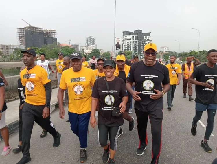 Participants of the walkathon in honour of Ade Alakija on Saturday in Lagos.