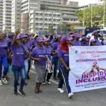 NOC Women Commission taking part in a 2km walk as part of activities to celebrate the 2024 International Women’s Day on Friday in Abuja. (Photo Credit: NAN)