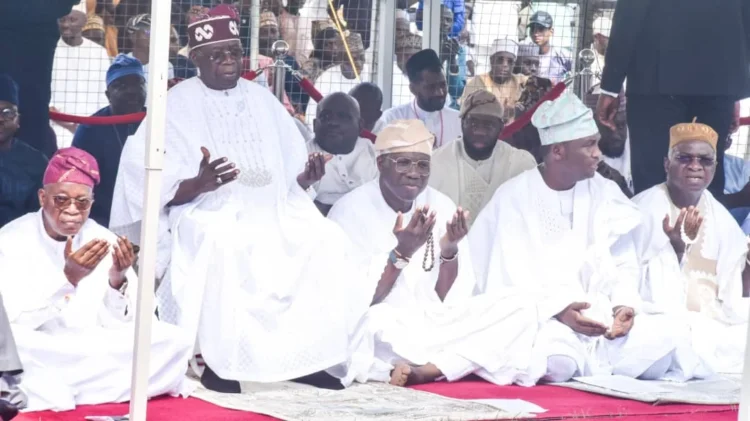Read more about the article Tinubu observes Eid-el-Fitr prayer in Lagos, urges religious tolerance