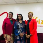 L-R: Ms Hansatu Adegbite, Executive Director of WIMBIZ; Ms Bisi Adeyemi, Chairman of Board of Trustees of WIMBIZ; and Mrs Chioma Afe, Member, Board of Trustees of WIMBIZ; at a news conference in Lagos on Wednesday
