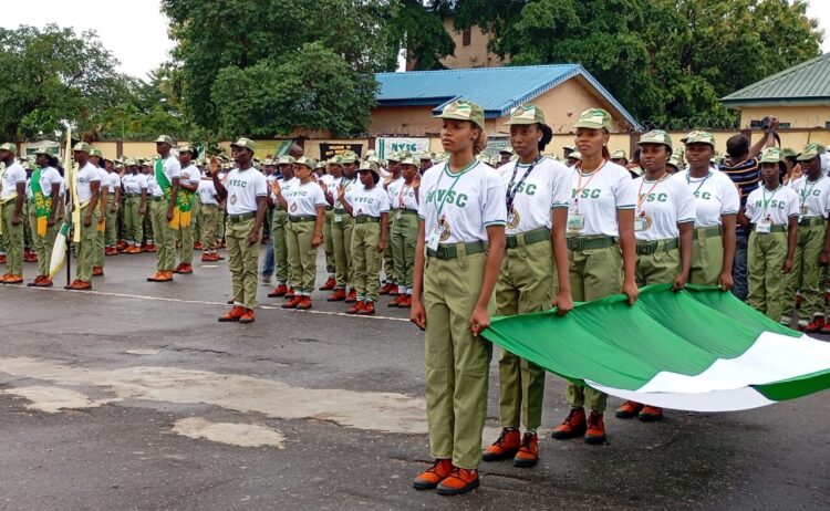 Participants of 2024 Batch A, Stream II orientation course of the National Youth Service Corps (NYSC) at Iyana-Ipaja, Age, Lagos.