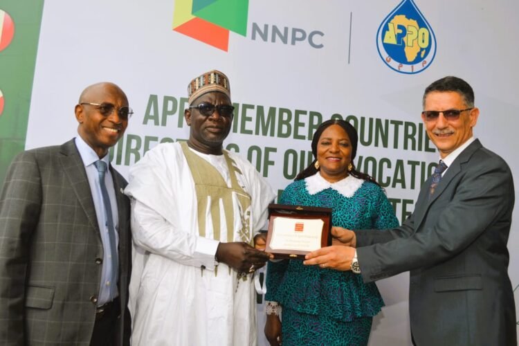 L-R: Secretary General, African Petroleum Producers Organization (APPO), Dr. Omar Farouk Ibrahim; Executive Vice President, Business Services NNPC Ltd (Representative of the GCEO NNPC), Mr. Inuwa Danladi; new Chairperson, Forum of the Directors of Oil & Gas Training & Vocational Education Institutes of APPO and Director NNPC Academy, Mrs. Folashade Adekeye and Managing Director, Algerian Petroleum Institute (API), Mr. Abdelkader Guenone, during the second meeting of the Forum, in Abuja, at the weekend.