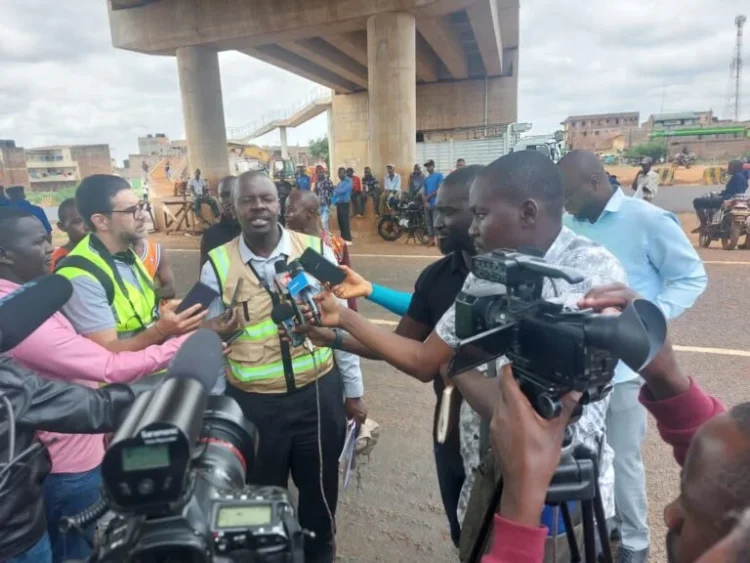 AfDB’s Richard Malinga, Desk Manager, Kenol—Sagana—Marua Highway Project addressing newsmen in Kenya.