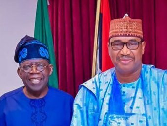  L-R: President Bola Tinubu with former governor of Katsina, Ibrahim Shema