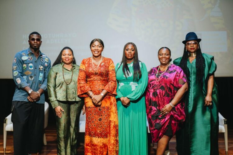 From Left - Right: Public Relations Officer of IDAN Andrew Adeniji; Secretary General of IDAN, Mrs Bukola Adeyemi; Commissioner for Women Affairs and Social Development, Ogun State, Hon. Motunrayo Adijat Adeleye; President Interiors Designers Association of Nigeria, Dr Jennifer Chukwujekwe; Chairman World Interiors Day Planning Committee IDAN, Theresa Akpeyi; Mrs Gbemisola Aluko, IDAN past Secretary General/Founder- Fittings 64-4.