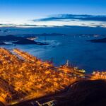 The night view of Zhoushan Port in Ningbo