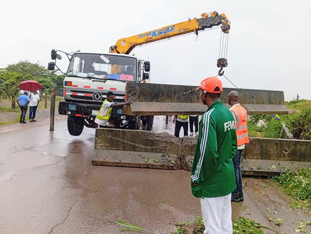 FCT emergency department barricades flood-prone slip road in Abuja