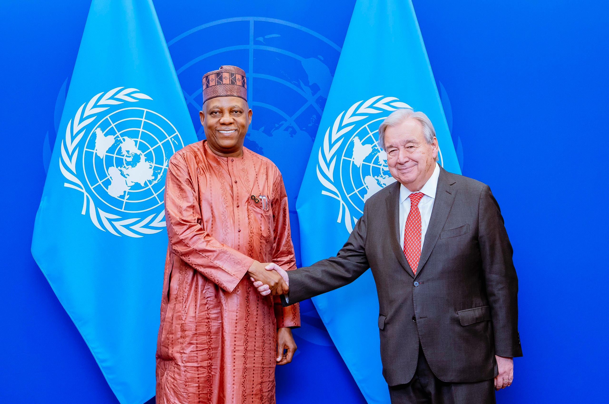 UNGA80: Shettima meets Guterres, Nigeria’s security council bid tops agenda