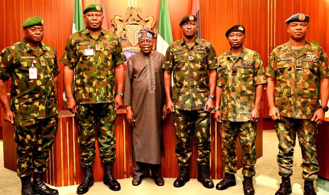 ‎Tinubu meets newly appointed service chiefs