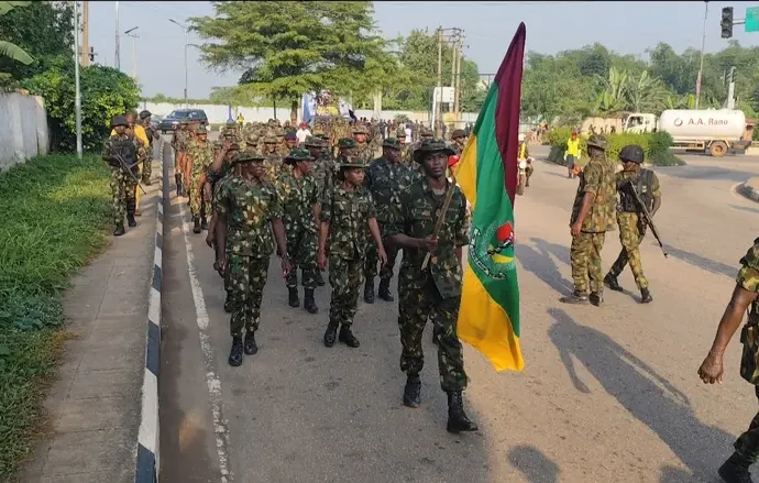 Army leads 10km joint security road march in Edo