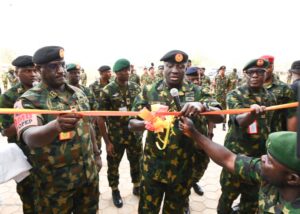 The Chief of Army Staff (COAS), Lt -Gen. Waidi Shaibu, inaugurating newly constricted' soldiers' accommodation during operational visit to Jos on (19/1/26)