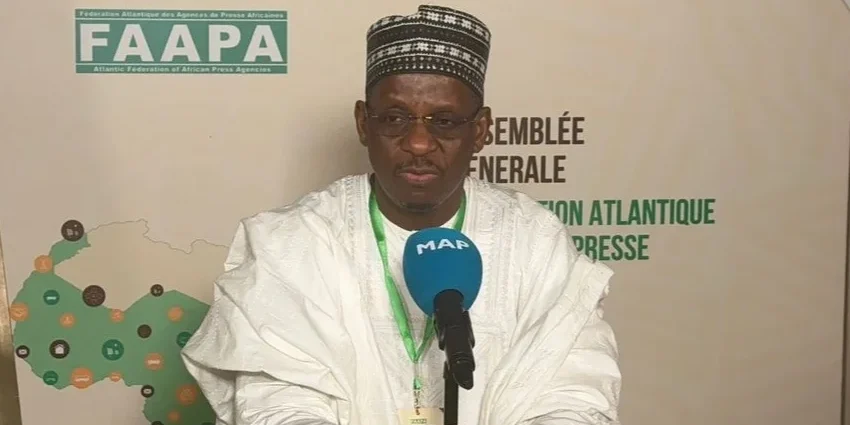 Mallam Ali Mohammed Ali, Managing Director, News Agency of Nigeria (NAN) speaking with journalists on the sideline of the 9th General Assembly of Atlantic Federation of African Press Agencies (FAAPA) in Marrakech, Morocco