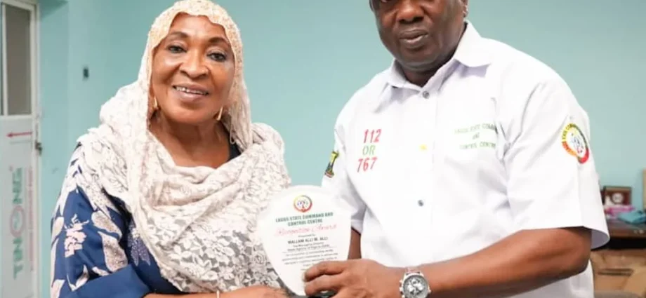 Mr Femi Giwa, General Manager, Lagos State Command and Control Centre with Mrs Ifeyinwa Omowole, Managing Editor and Head of Lagos Editorial Operations, during a courtesy visit to NAN’s Lagos Directorate