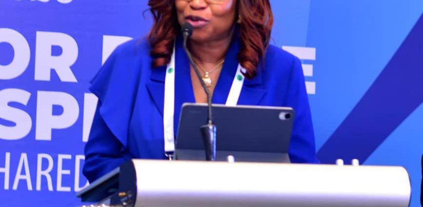 Representative of the Minister of State Petroleum Resources (Gas), Dr Ekperikpe Ekpo and the Permanent Secretary MPR, Mrs Patience Oyekunle delivering the welcome address at the 9th Nigeria International Energy Summit (NIES 2026) in Abuja.