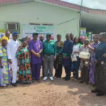 A cross section of Farmer Beneficiaries with the Permanent Secretary Federal Ministry of Agriculture and Food Security,Dr Marcus Ogunbiyi at Agege on Thursday