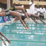 Young swimmers during a competition