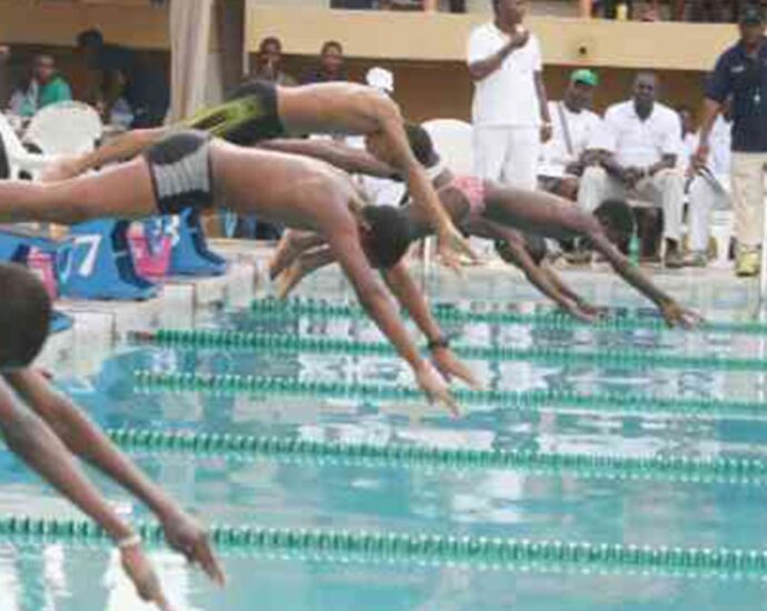 Young swimmers during a competition