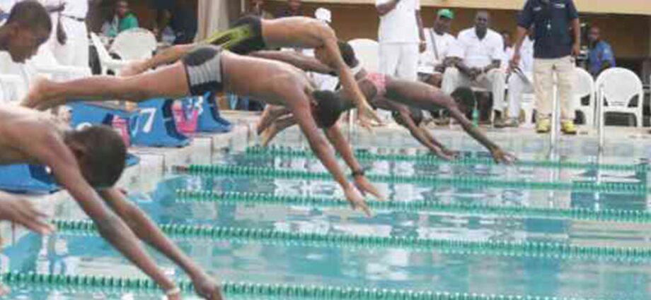 Young swimmers during a competition