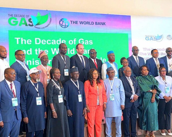 The Minister of State for Petroleum Resources (Gas), Ekperikpe Ekpo (middle), with other stakeholders with the at the Decade of Gas conference in Abuja