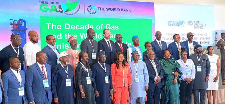 The Minister of State for Petroleum Resources (Gas), Ekperikpe Ekpo (middle), with other stakeholders with the at the Decade of Gas conference in Abuja