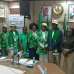 The Minister of Interior, Olubunmi Tunji-Ojo, receives Lami Ahmed, President of the Ladies Golf Association of Nigeria (LGAN), and members of her delegation during a courtesy visit to his office on Wednesday in Abuja. (PhotoCredit:NAN)