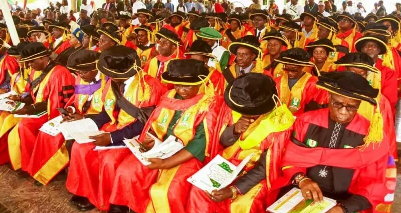 A cross section of Committee of Vice-Chancellors at the 15th convocation of NOUN in Abuja on Saturday