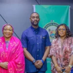 From L-R: Mrs Ifeyinwa Omowole, Managing Editor, Head, NAN Lagos Office, Mr Mobolaji Ogunlende, Commissioner for Youths and Social Development, Mrs Elizabeth Oni, Director, Public Affairs of the ministry at a courtesy visit of NAN to the Ministry on Friday in Lagos.