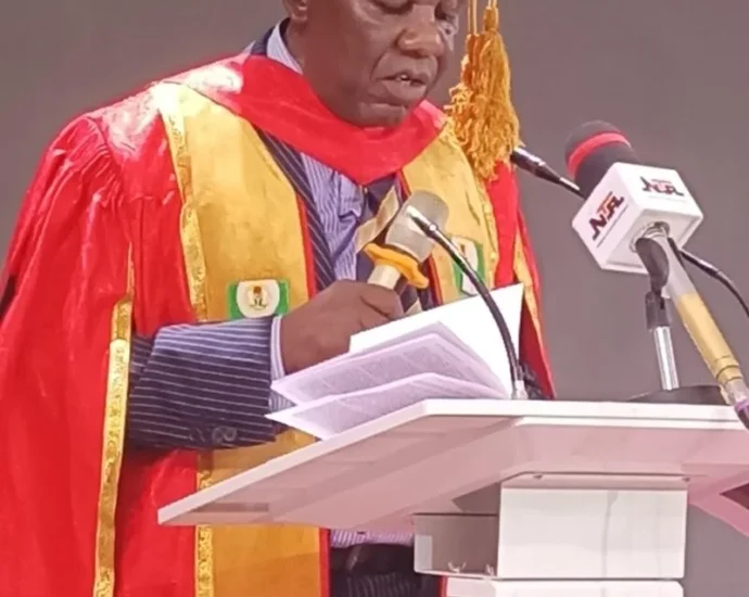 Prof. Wilfred Ugwuanyi, delivering the 39th Inaugural Lecture of the National Open University of Nigeria (NOUN)