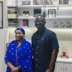 Co- founder and Chief Executive Officer of the institution, Mr Dami Oguntunde and Head of Lagos Office, NAN, Mrs Ifeyinwa Omowole, during the courtesy visit by NAN