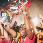 Osimhen and his Galatasaray teammates celebrating with the Turkish Super Lig trophy