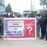 The MD, May & Baker Nigeria Plc, Mr Patrick Ajah, with other participants during hypertension awareness walk on Friday in Lagos.