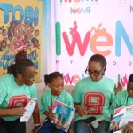 Second from right: Founder of Akada, Mrs Olubunmi Aboderin-Talabi, discuss books at a book festival in Lagos.