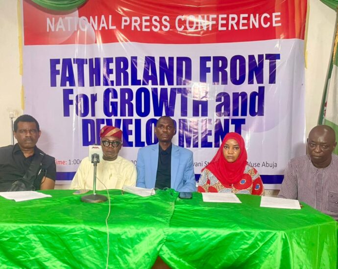 Members of excutives, The Fatherland Front for Growth and Development during a news conference on Monday in Abuja