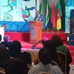Phrank Shaibu delivering a keynote address with the title: “Unity, Youth and Sustainable Water for Africa’s Future” at a symposium to mark the 2026 Africa Day.