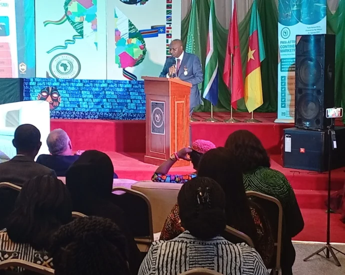 Phrank Shaibu delivering a keynote address with the title: “Unity, Youth and Sustainable Water for Africa’s Future” at a symposium to mark the 2026 Africa Day.