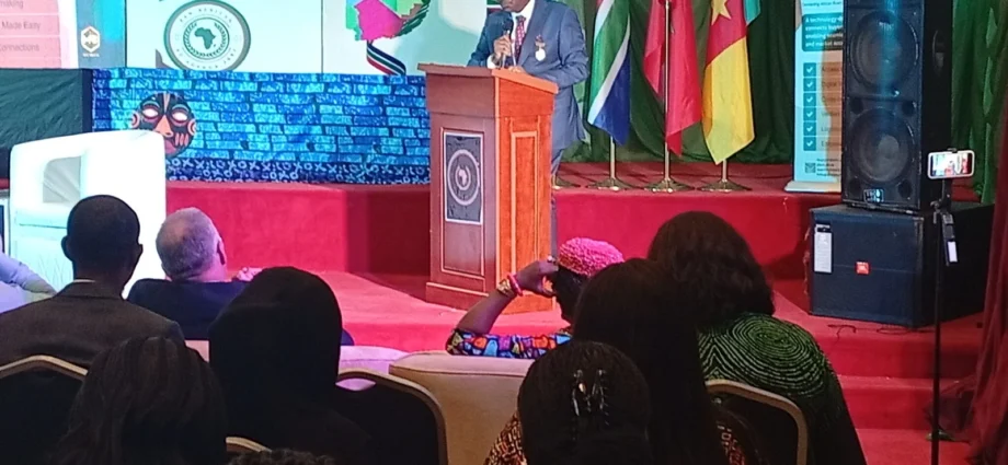 Phrank Shaibu delivering a keynote address with the title: “Unity, Youth and Sustainable Water for Africa’s Future” at a symposium to mark the 2026 Africa Day.