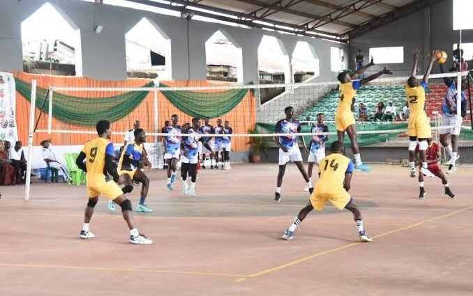 Nigerian Volleyball players in a contest