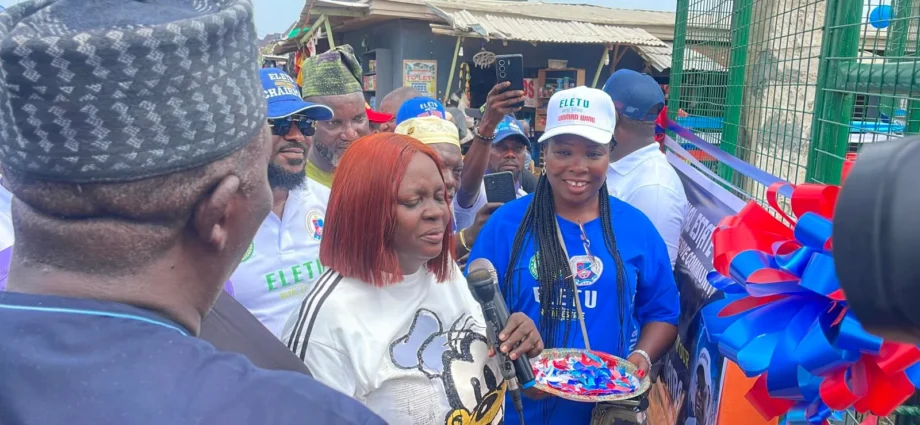 Residents of Eletu Royal Estate, Community Development Authority (CDA), Isheri Oshu, Lagos, and dignitaries, on Saturday, at the inauguration of a N90 million electricity project and a N300 million road project.