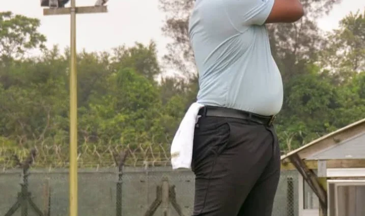 Captain Michael Chidi (MC) Ukaegbu, Captain of Bonny Island Golf Club (BIGC) tees off during a 50th Birthday/Inaugural Golf Tournament organised his honour at the BIGC in Bonny, Rivers State.(PhotoCredit:NAN)