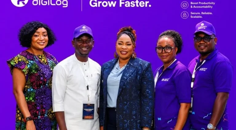 L-R: Dolapo Otegbayi, Principal Consultant at DKO Consulting; Olawale Rasaq from Radiant diGiLog; Mrs Tayo Babatunde, Managing Director of Radiant diGiLog; Ifeoma Ubiora and Olumayowa Ogundare also of Radiant diGiLog, at unveiling of workforce management and productivity platform, in Lagos