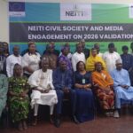 The Executive Secretary of NEITI, Mr Musa Sarkin-Adar (3rd right) with other dignitories and participants at the civil society and media engagement on the forthcoming 2026 Nigeria’s EITI validation