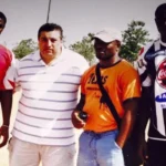 Renowned Argentine football scout, Marcelo Houseman, alongside young Odion Ighalo (L) and Kim Ojo (R) during a scouting programme in Nigeria.(PhotoCredit:Marcelo Houseman)