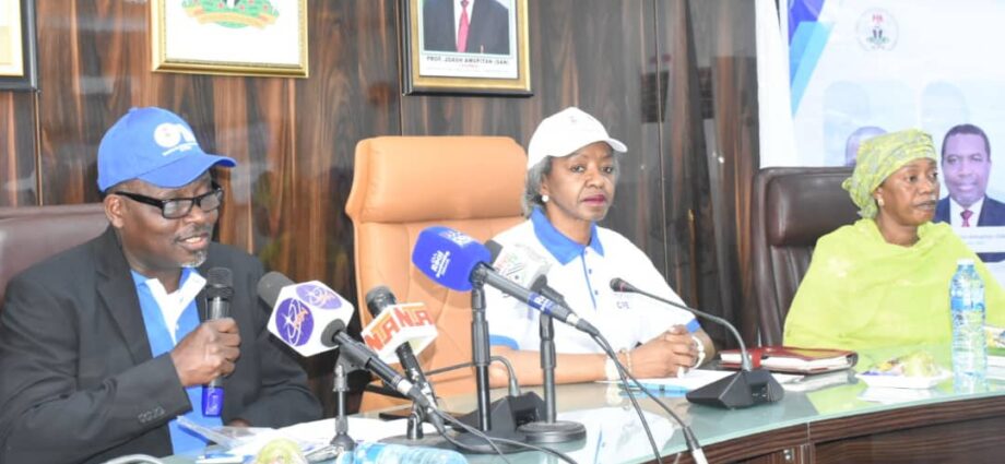 From left: Representative of the Chairman of Independent Corrupt Practices and Other Related Offences Commission (ICPC), Mr Henry Emore; representative of INEC Chairman, Mrs May Agbamuche; and the National Electoral Commissioner of INEC, Rear Admiral Jamila Abubakar-Sadiq(retired), during a sensitization workshop on Anti-Corruption Education for Electoral Officers organised by ICPC in Abuja on Monday